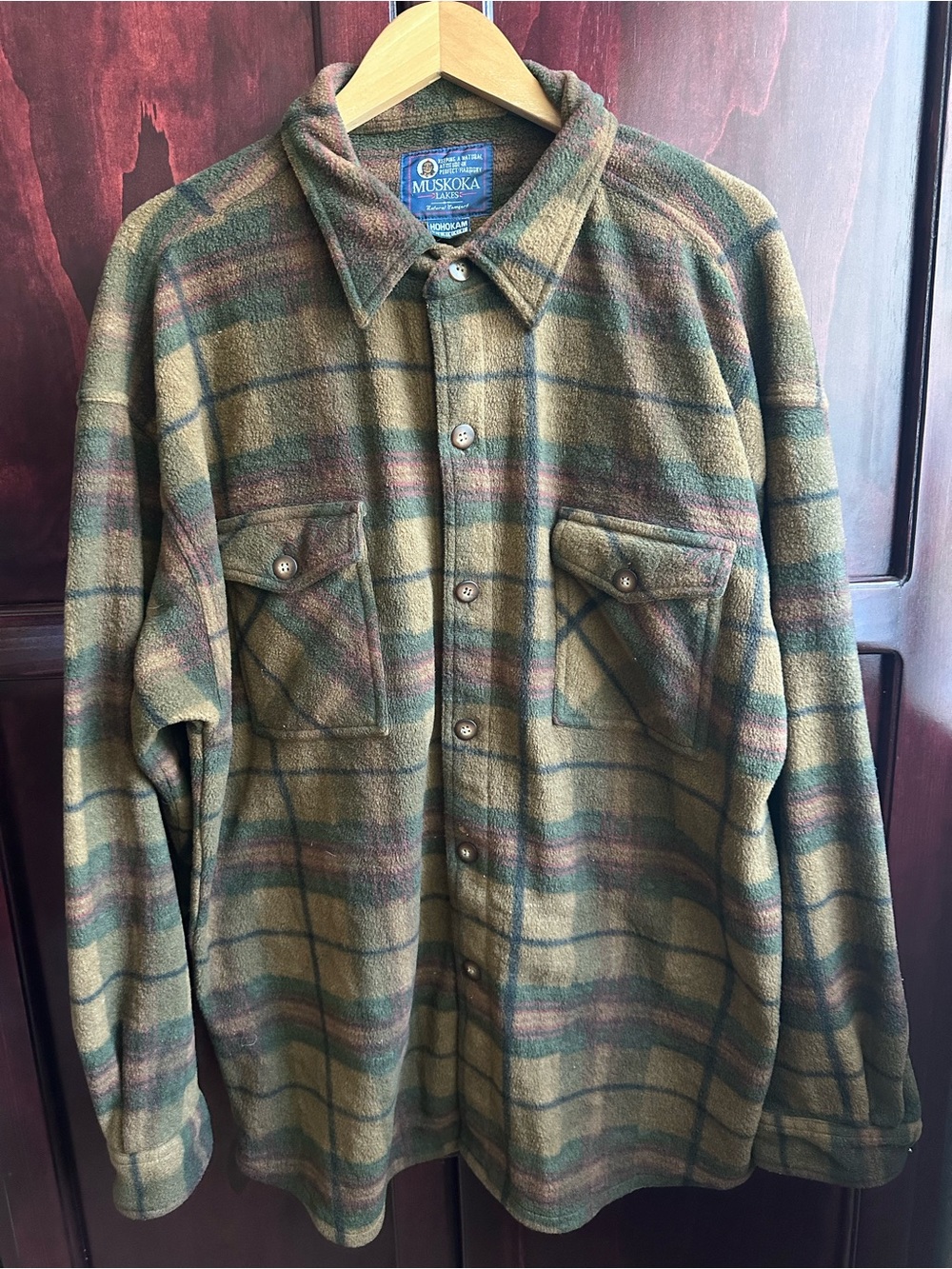 Vintage Brown Plaid Fleece Shirt Jacket